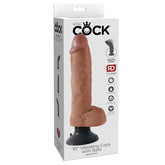VIBE DILDO W/ BALLS 10" TAN KING COCK